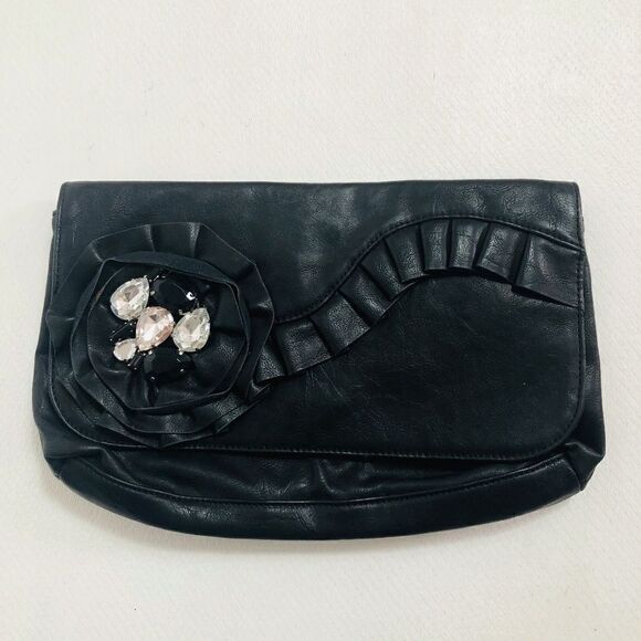 🌹JESSICA SIMPSON Handbag Purse Clutch Black - Picture 1 of 8